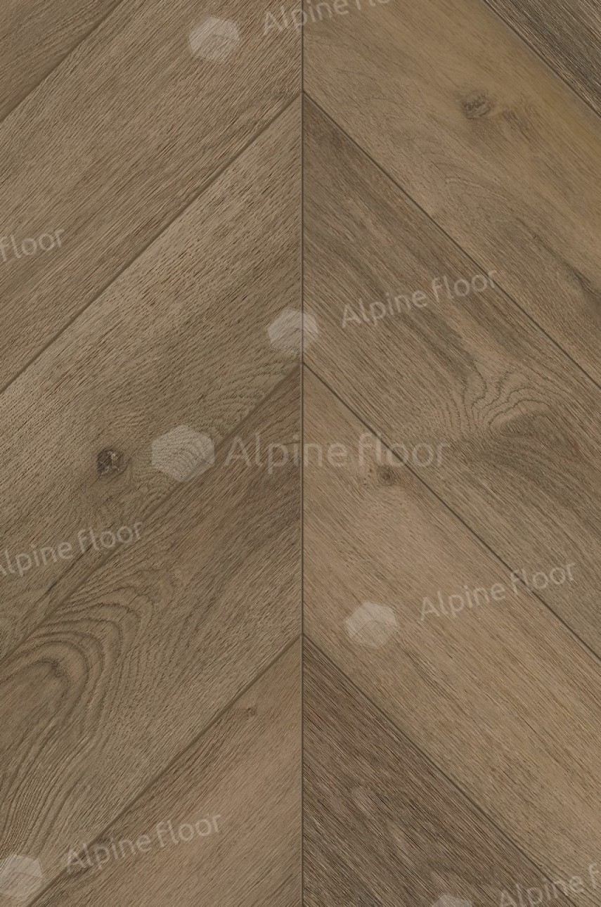 Каменно-полимерная плитка Alpine Floor Chevron Дуб Насыщенный Eco 18-4