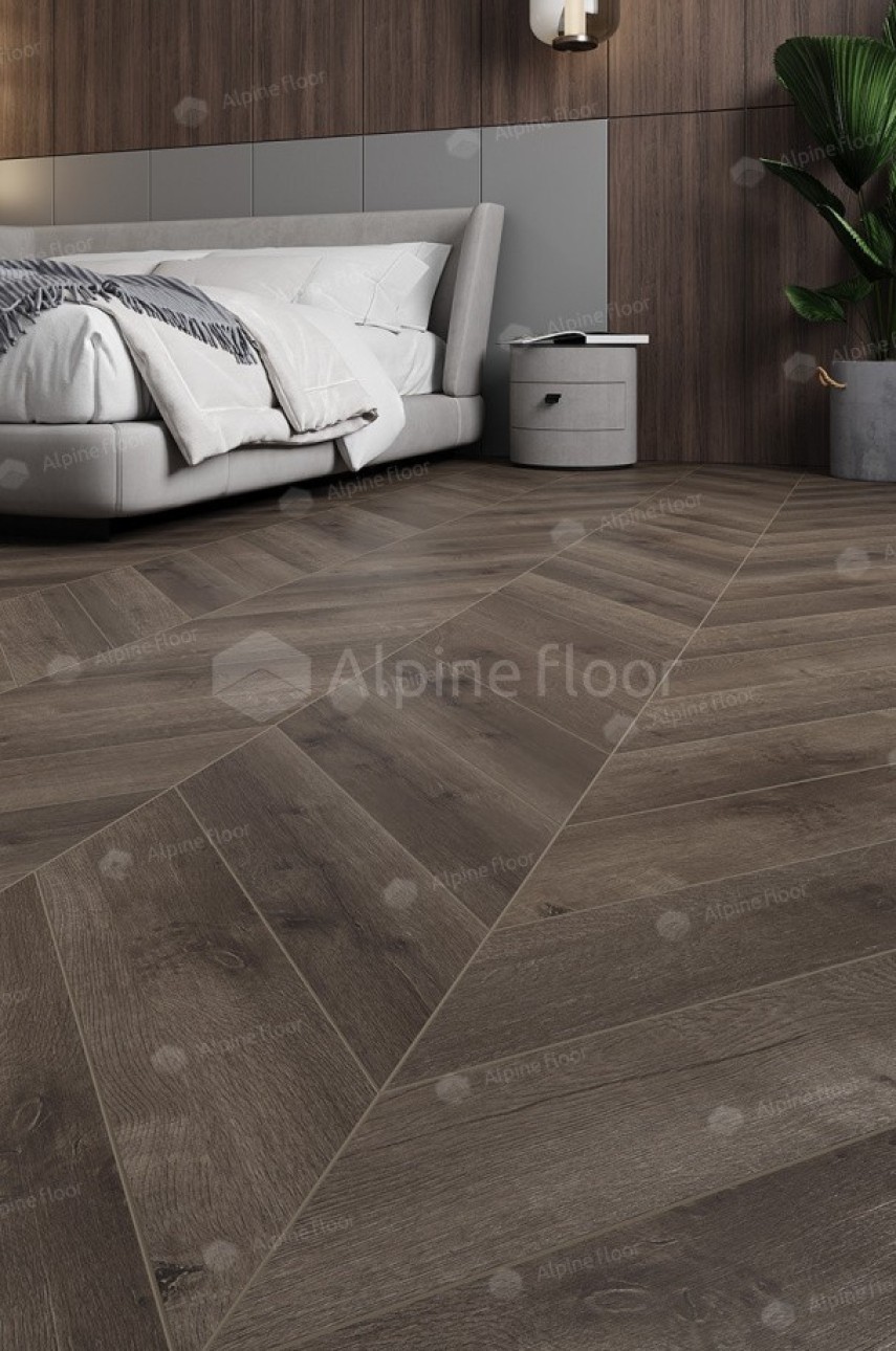 Каменно-полимерная плитка Alpine Floor Chevron Дуб Антарес Eco 18-9